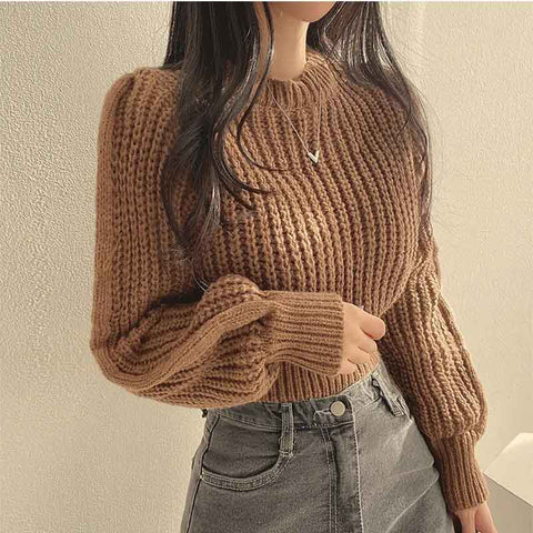 Black Friday Sonicelife Zoki Autumn Knit Short Sweaters Fashion Sexy Hollow Out Long Sleeve O Neck Solid Pullover Loose Korean All Match Crop Jumper New