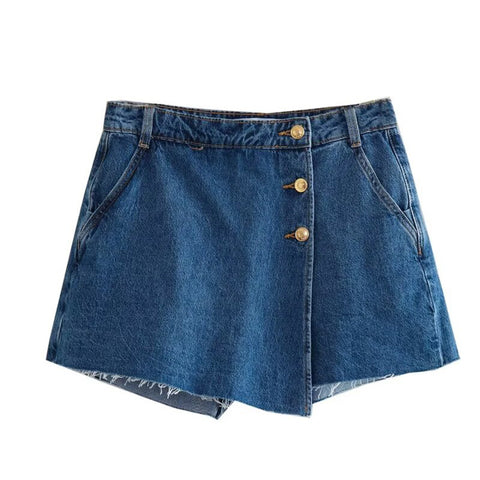 Sonicelife Women's New Skirts Fashion Double breasted Cloth Skirt Slim and Versatile Midi Denim Mini Shorts