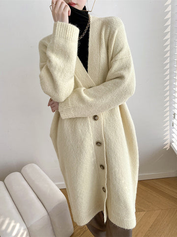 christmas outfit Sonicelife Urban Loose Solid Color Thick Thread Knitting Cardigan Coats