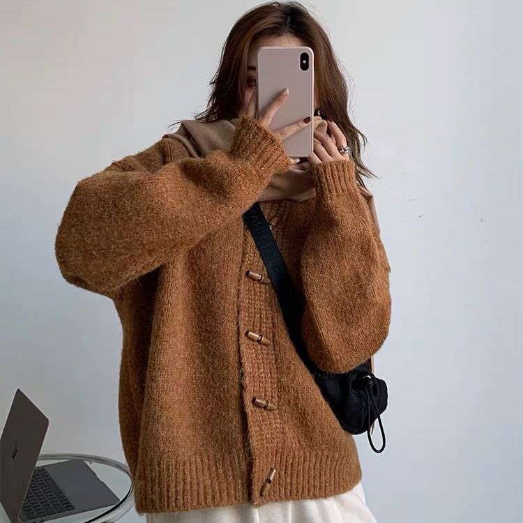 christmas outfit Sonicelife Gentle knitted sweater women's coat artistic retro round neck lazy style cardigan autumn and winter top women clothing y2k tops