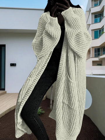 christmas outfit Sonicelife 2025 Women Pockets Sweater Cardigan Kintted Jacket Spring Autumn Crochet Loose Long Winter Maxi Warm Jumper Coat Cardigans