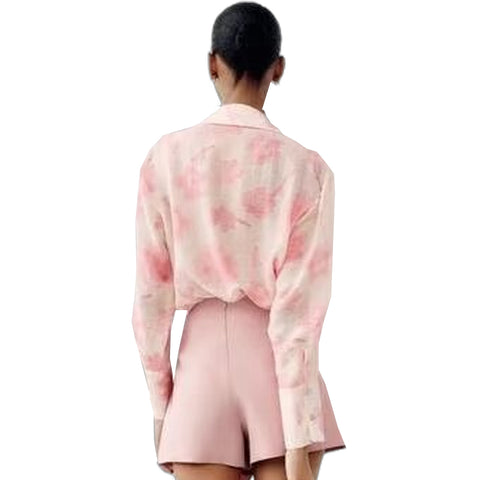 Sonicelife Women's Single Breasted Long Sleeved Top Printed Shirt Commuting Style Versatile New Fashion