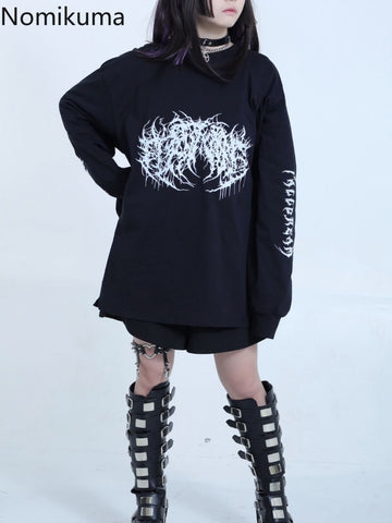 Sonicelife 2025 Ropa Mujer Streetwear Hip-hop Hoodies Women Clothes Japanese Harajuku Tops O-neck Casual Sweatshirts Print Chic Y2k Hoodie
