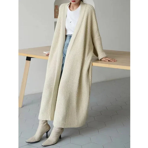 christmas outfit Sonicelife Thicken Loose Long Cardigan Sweater Coat Long Sleeve Warm Knit Outerwear V-Neck Casual Office Jacket for Women Fall Winter