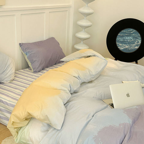 Sonicelife Ins Gradient Dark Gray Nordic Style Cover Double Duvet Cover Bedclothes Bedding Set Bed Sheet Comforter Sets Duvet Cover