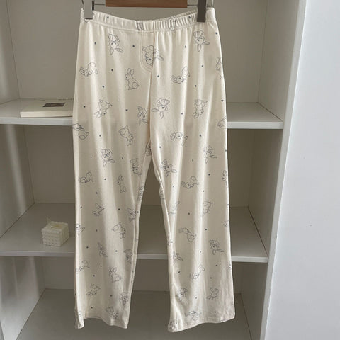 Sonicelife Sweet Print Cotton Long Pants Women All-match Soft Elastic High Waist Pajama Trousers Vintage Preppy Style Cute Home Pant Y2K