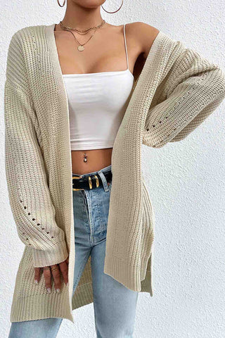 Sonicelife Solid Open Front Mid-Length Cardigan