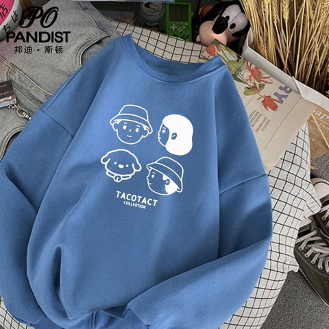 christmas outfit Sonicelife Round neck sweatshirt for men and women in spring and autumn youth ins apricot hooded loose couple printed tops men clothing