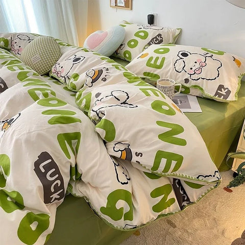 Sonicelife Floral Dream Bedding Set Soft Cotton Duvet Cover Queen King Size Pillowcase Bed Linens
