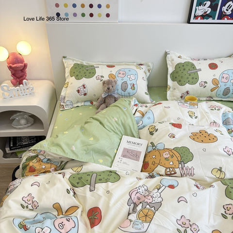 Sonicelife Purple Tulip Bedding Set INS Bed Linens Duvet Cover 150x200 Double Queen King Quilt Cover Soft Polyester Bedclothes Flat Sheets