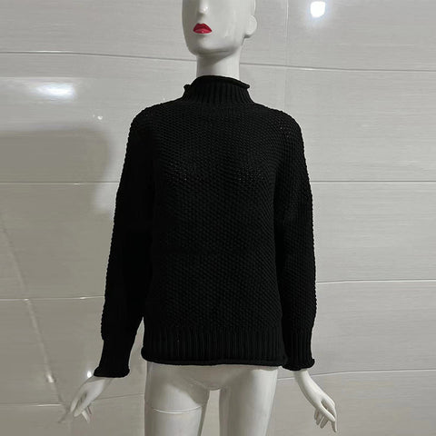 Black Friday Sonicelife Loose Knitted Solid Batwing Sleeve Turtleneck Women Chic Casual Long Sleeve Pullover Sweater Female Autumn Warm Daily Knitwear