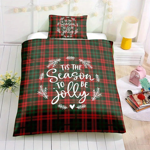 Sonicelife 3-Piece Christmas Theme Duvet Cover Set - Soft, Breathable, Comfortable Bedding with Vibrant Tree, Gingerbread Man, and Snowflak