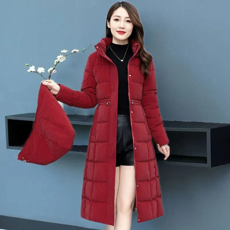 Sonicelife Warm Women Winter Hoodies Parkas Jacket Casual Thick Elegants Abrigos Quilted Overcoat Korean Slim New Cotton Padded Parcas Coat