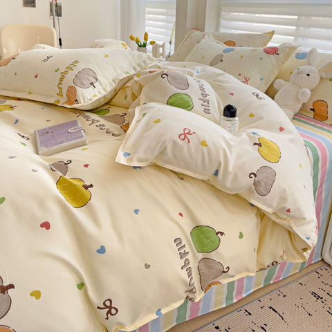 Sonicelife Kids Bedding Set Cute Girls Boys Full Queen Size Duvet Cover Flat Sheet Pillowcase No Filler Kawaii New Design Home Bed Linens