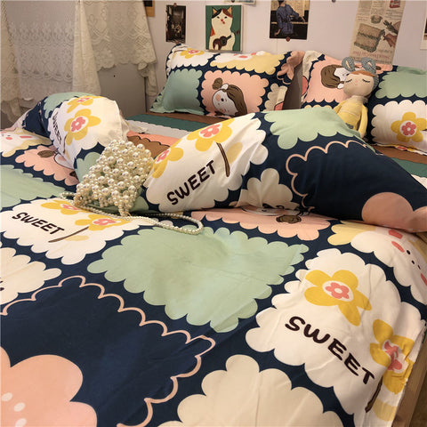 Sonicelife Ins Style Fashion Butterfly Bedding Set For Girls Boys Double Size Flat Sheet Duvet Cover Pillowcase Bed Linen Home Textile