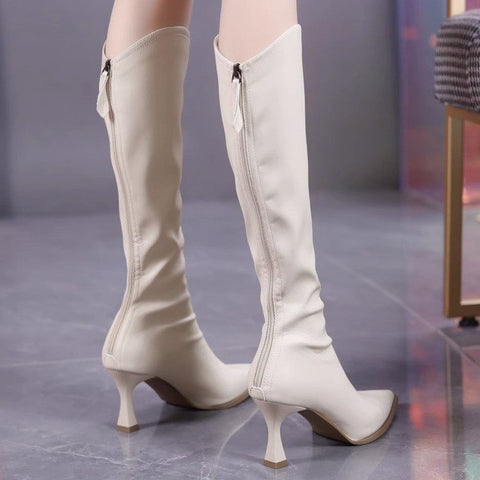 Sonicelife Western Women Modern Boots Pointed Toe Outside Female Casual High Heels Shoes 2024 Fashion Party Dress Ladies Knee-High Boots