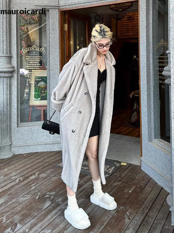 christmas outfit Sonicelife Spring Winter Long Oversized Fluffy Thick Warm Soft Faux Mink Fur Coat Women Elegant Luxury Chic Furry Overcoat 2025