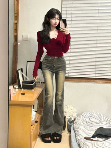 Sonicelife 2025 Spring Elegant French Blouse Office Lady Casual Outwear Shirt Women Evening Party Y2k Crop Top Korean Reviews Clothes