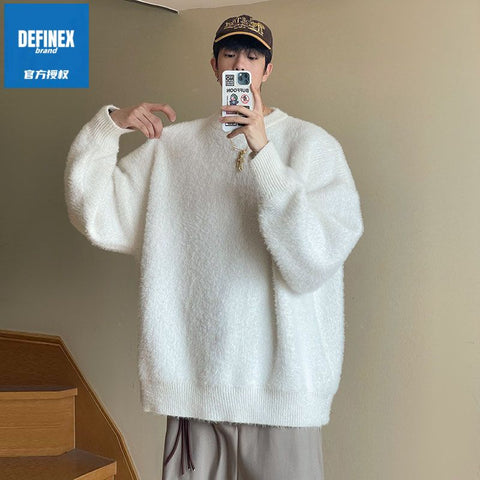 christmas outfit Sonicelife American retro mohair sweater men's autumn and winter high-end coat sweater loose lazy style women clothing y2k tops emo