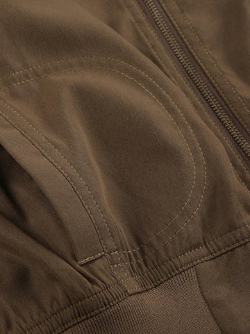 Sonicelife Vintage Brown Zip Up Slim Short Jacket