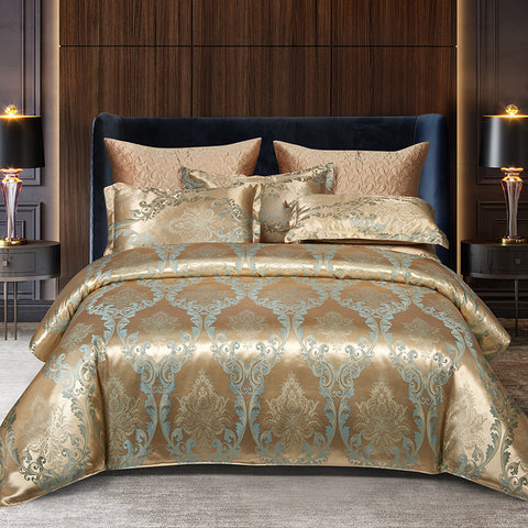 Sonicelife High End Jacquard King Size Bedding Set Luxury European Wedding Bedding Sets Queen American Satin Double Duvet Cover Set 220x240