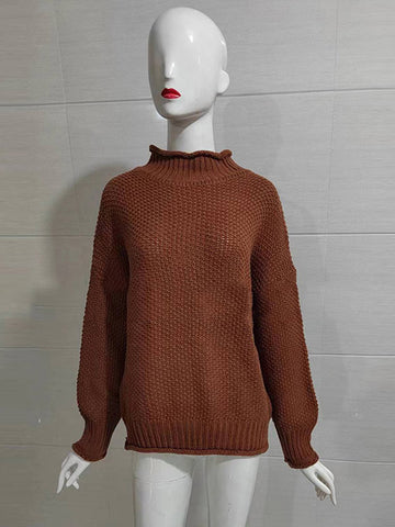 Black Friday Sonicelife Loose Knitted Solid Batwing Sleeve Turtleneck Women Chic Casual Long Sleeve Pullover Sweater Female Autumn Warm Daily Knitwear