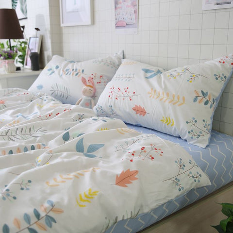 Sonicelife Fashion Bedding Set Soft Ins Single Double Size Duvet Cover Flat Sheet Pillowcase Floral Cartoon Home Totel Bed Linens