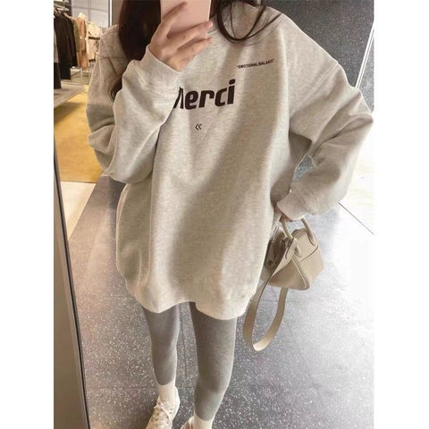 christmas outfit Sonicelife Long-sleeved autumn and winter sweatshirt, round neck ins top, thickened new style, loose and lazy winter clothes women y2k top