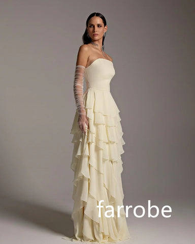 Sonicelife Customized Sexy Chiffon Pleat Tiered A-line Strapless Long Dresses Bespoke Occasion Dresses Classic Exquisite Modern Style Pastr (PRE-ORDER)