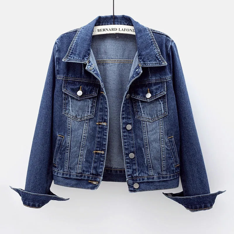 Sonicelife 2025 Spring Autumn Women’s Denim Jacket Long Sleeve Overcoat Loose Denim Coat Button Outwear Jeans Jackets 5XL