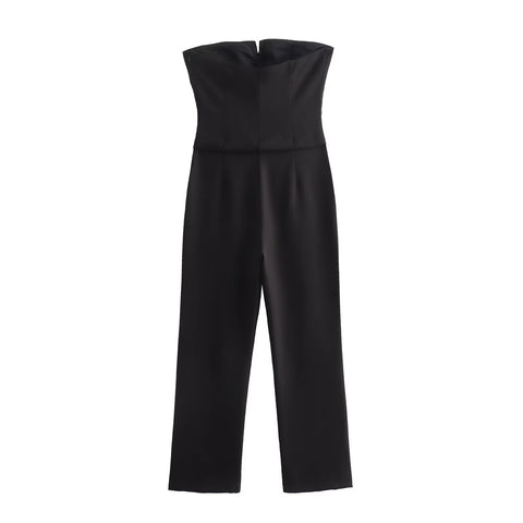 Sonicelife Women's Sleeveless Crepe Dress, Bra Jumpsuit, Open Design, Backless Front Slit, Fashionable and Sexy, Versatile, New