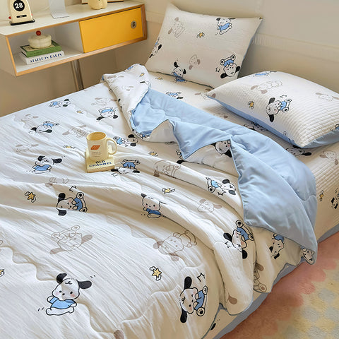 Sonicelife 2024 New Summer Water Washed Glutinous Cotton Summer Bedding Cover Set of Four Pieces