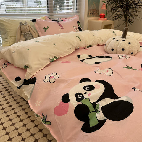 Sonicelife Pastoral Floral Rose Bedding Sets Flat Bed Sheet Duvet Cover Single Double Full Queen King Bedclothes Ins Pure Bedroom Linen