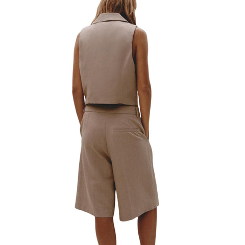 Sonicelife Unisex Double Breasted Vest with One Button, Suit Collar, Sleeveless Top, Simple Casual and Versatile Shorts, New