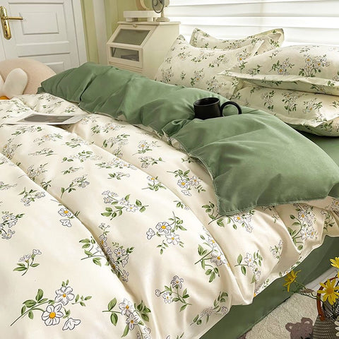 Sonicelife Nordic Princess Pink Bedding Set Girls Boys Single Double Size Flat Sheet Duvet Cover Pillowcase Bed Linens Home Textile
