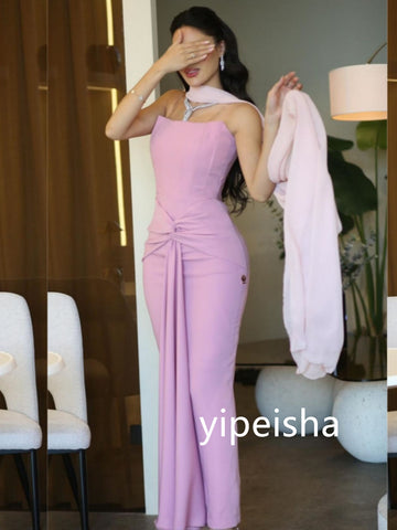 Sonicelife Customized Matching Jersey Pleat Sheath Strapless Midi Dresses Homecoming Dresses Classic Exquisite Modern Style Pastrol Unisex (PRE-ORDER)