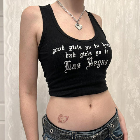 Sonicelife Punk emo Y2K Camisole Print Aesthetic Crop Tops Casual Women Clothing Goth Vintage Cool Girl Singlet Fashion Harajuku Sleeveless