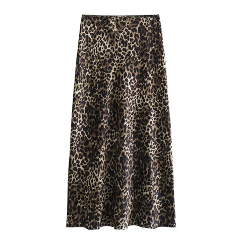 Sonicelife women's skirts leopard midi skirt woman vintage high waist skirts for women print summer long skirt stylish elegant skirts