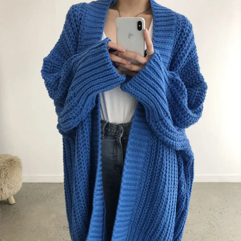 christmas outfit Sonicelife Autumn Winter Women's Solid Knitting Long Cardigan Fashion Women Warm Long Sleeve Sweater Coat