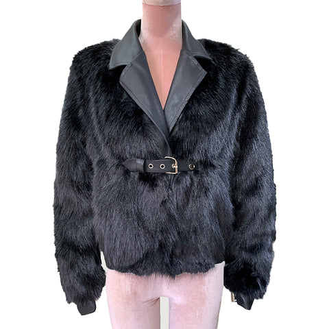 christmas outfit Sonicelife Spring Winter Short Black Thick Warm Soft Hairy Faux Fox Fur Coat Women Luxury Designer Clothes 2025 Fluffy Jacket