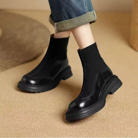 Sonicelife Winter Shoes Black Platform Gothic Boots Women 2024 New Casual Back Zippers Women's Ankle Boots Women's Short Bootties