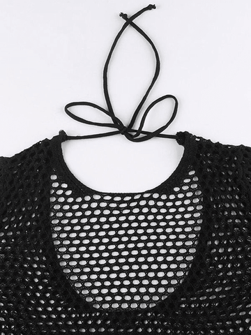 Back To School Sonicelife Backless Crochet Hollow Knit Crop Top