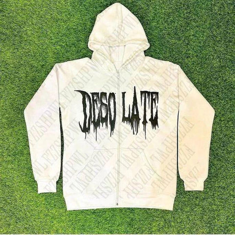 Sonicelife Punk Personality Pattern Y2K Women's Clothing Winter Warm Fashion High Street Zip Hoodies Harajuku Metal Rock Maiden Streetwear