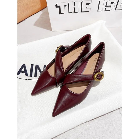 Sonicelife 2025  New Women's Flat Shoes Autumn Fashion Pointed Toe Banquet  Shoes Comfortable Square Root Trendy Shoes