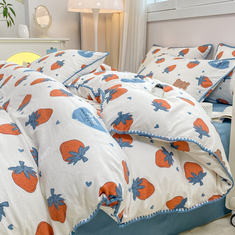 Sonicelife Cartoon Dinosaur Bedding Set Bed Flat sheet Pillowcase Twin Full Queen Princess Style Bed Linen Kids Girls Duvet Cover No Filler