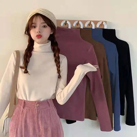 Black Friday Sonicelife Fall Half Turtleneck Warm Women Sweater Fashion Long Sleeve Basic Knitted Jumper Female High Elastic Simple Solid Color Pullover