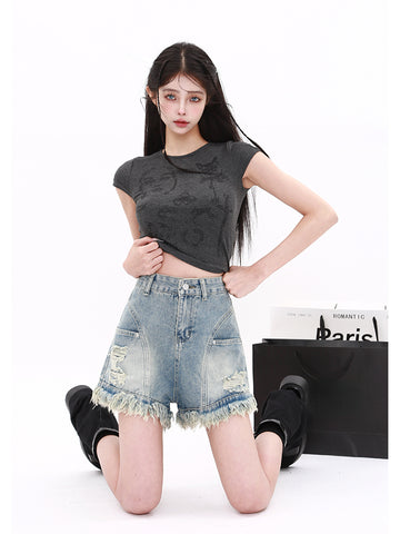 Sonicelife Vintage Sexy Hot Girl Slim Denim Shorts Women Y2k Causal High-waist American Style Pants Korean Fashion 2025 Summer Chic New