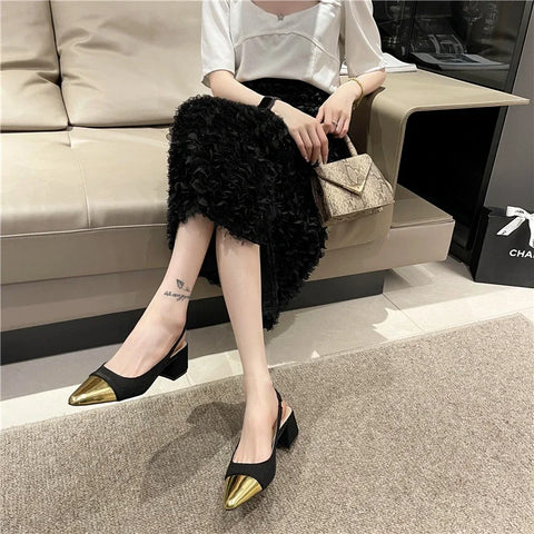 Sonicelife 2024 High Quality Women's Shoes Basic Women's High Heels Fashion Pointed Toe Party Square Heel Ladies Shoes Zapatos