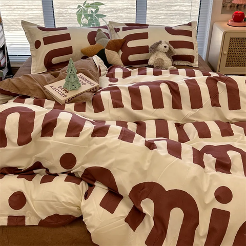 Sonicelife INS Blue And White Cow Stripe Cartoon Bedding Set Cute Animal Quilt Cover Soft High Quality Polyester Sheet Bedroom Decor