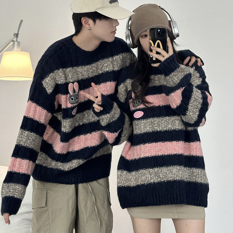 christmas outfit Sonicelife Autumn and winter couple wear cartoon pullover sweaters for men and women, college style casual sweaters, high-end y2k clothing